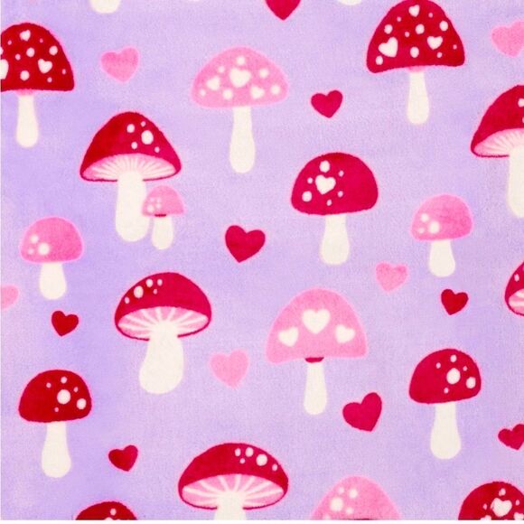Plush Adorable Mushroom Throw Blanket Generous Size 60”- 70” Pink Purple Red NEW - Picture 3 of 4